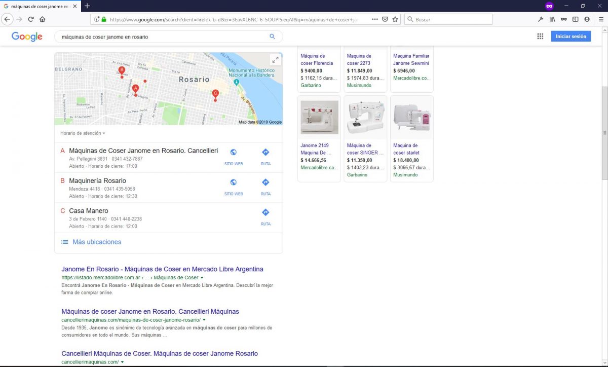 Posicionamiento web máquinas de coser janome